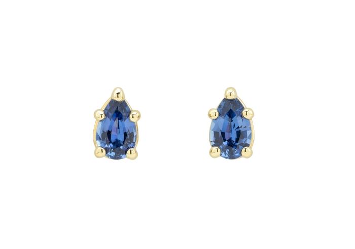 14K Pear Shape Yogo Sapphire Studs