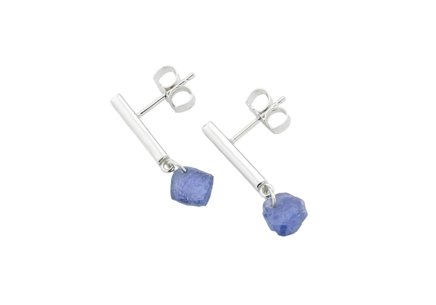 14K Rough Yogo Sapphire Bar Studs | Imperfectionist Collection