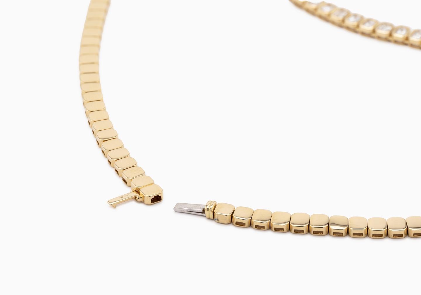 14K Emerald Cut Diamond Half Tennis Necklace