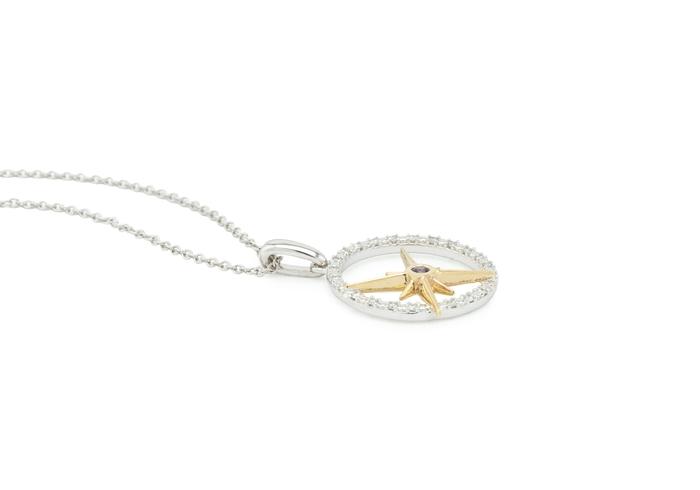 14K Starburst Two-Tone Yogo Sapphire Pendant