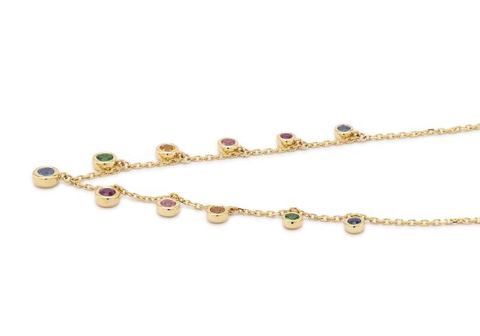 14K Bezel Set Rainbow Dangle Necklace