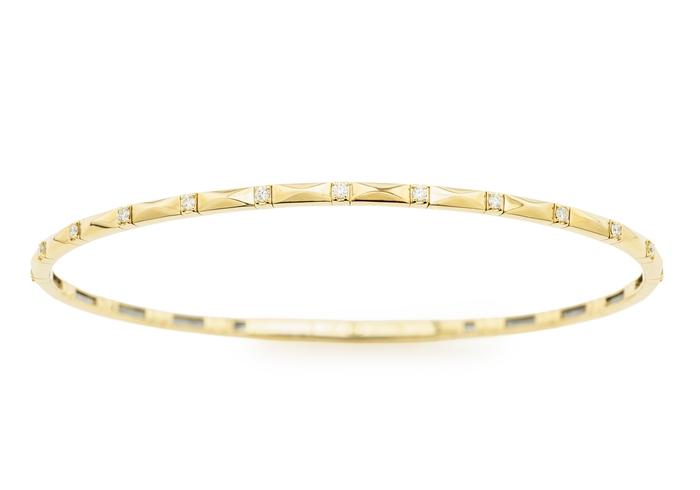 14K Geometric Diamond Bangle Bracelet