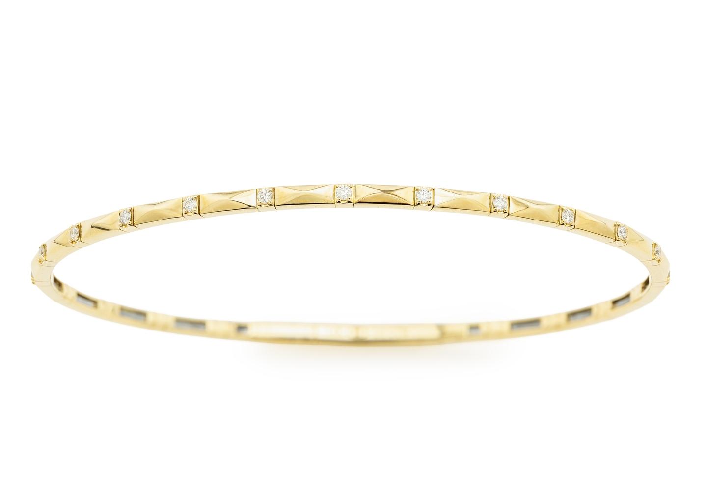 14K Geometric Diamond Bangle Bracelet