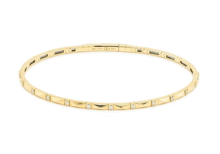 14K Geometric Diamond Bangle Bracelet