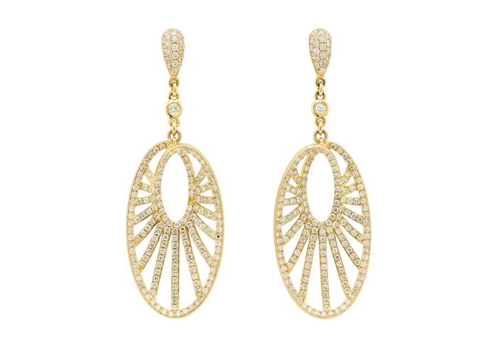 14K Diamond Pavé Sunburst Drop Earrings