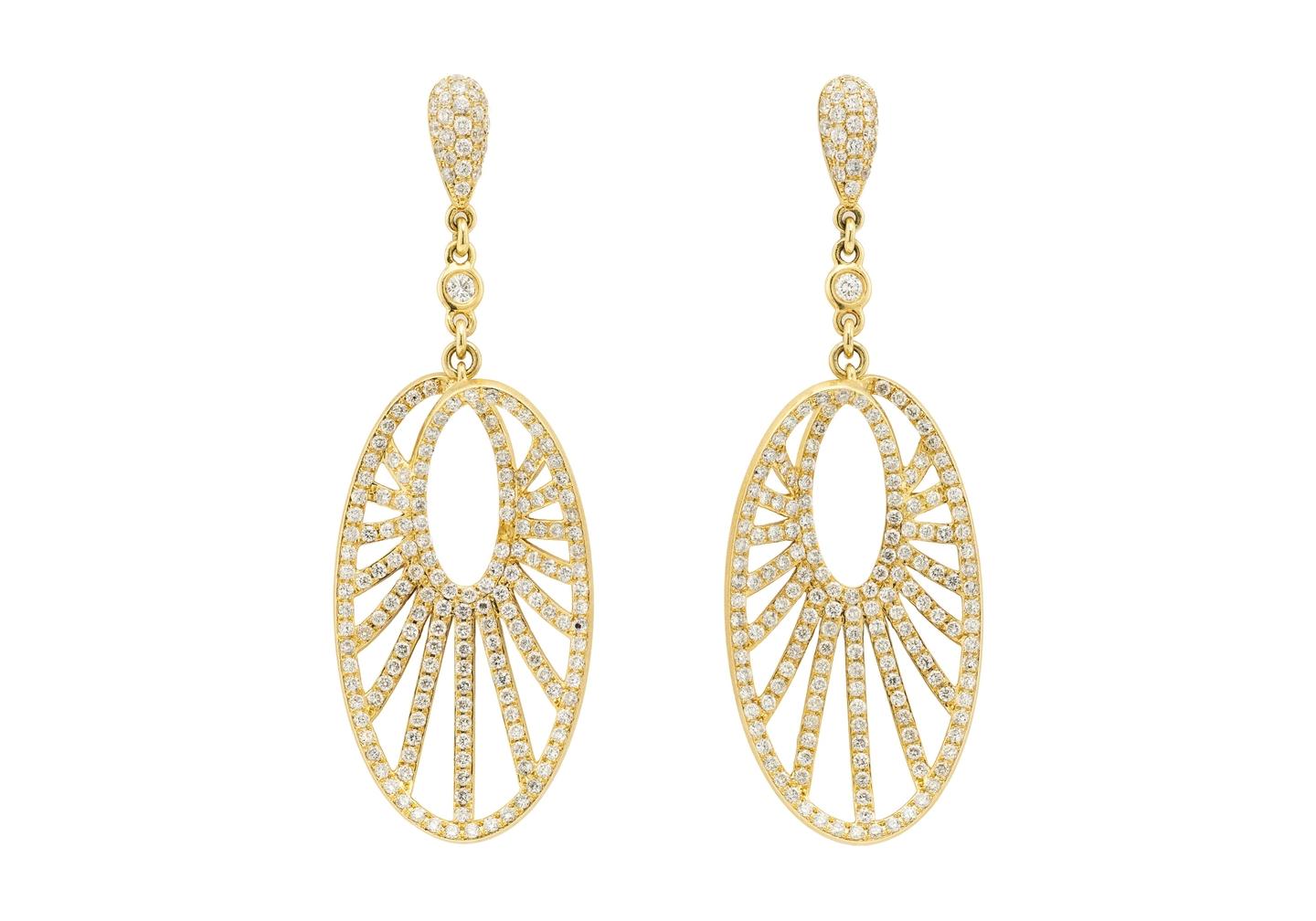 14K Diamond Pav&eacute; Sunburst Drop Earrings