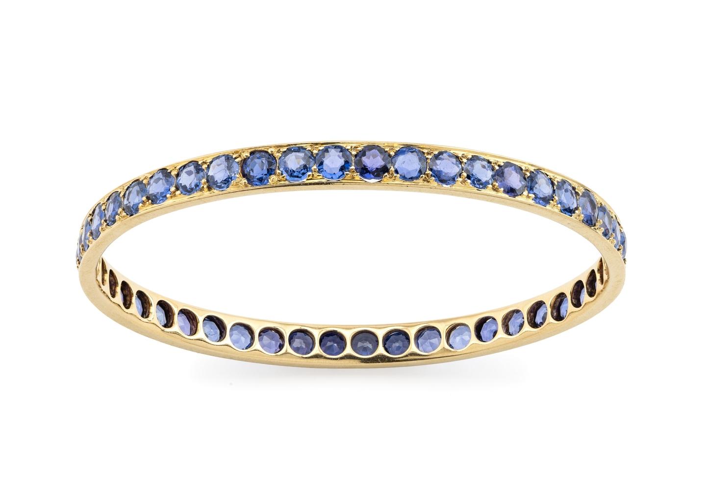 14K 25ctw Yogo Sapphire Eternity Bangle