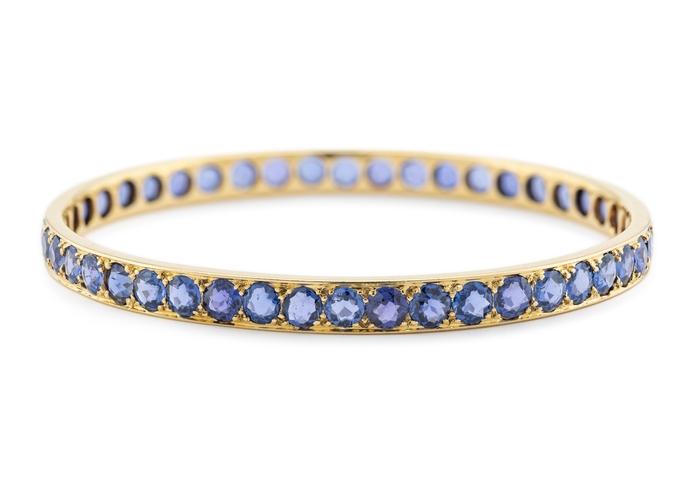14K 25ctw Yogo Sapphire Eternity Bangle