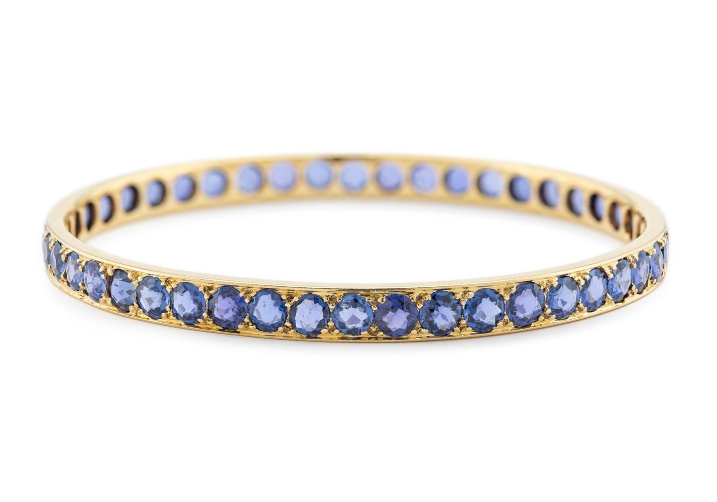 14K 25ctw Yogo Sapphire Eternity Bangle