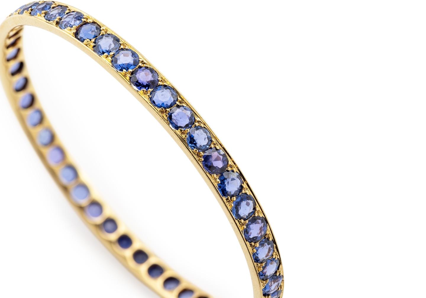 14K 25ctw Yogo Sapphire Eternity Bangle