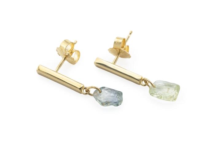 14K Tumbled Montana Sapphire Bar Stud Earrings | Imperfectionist Collection