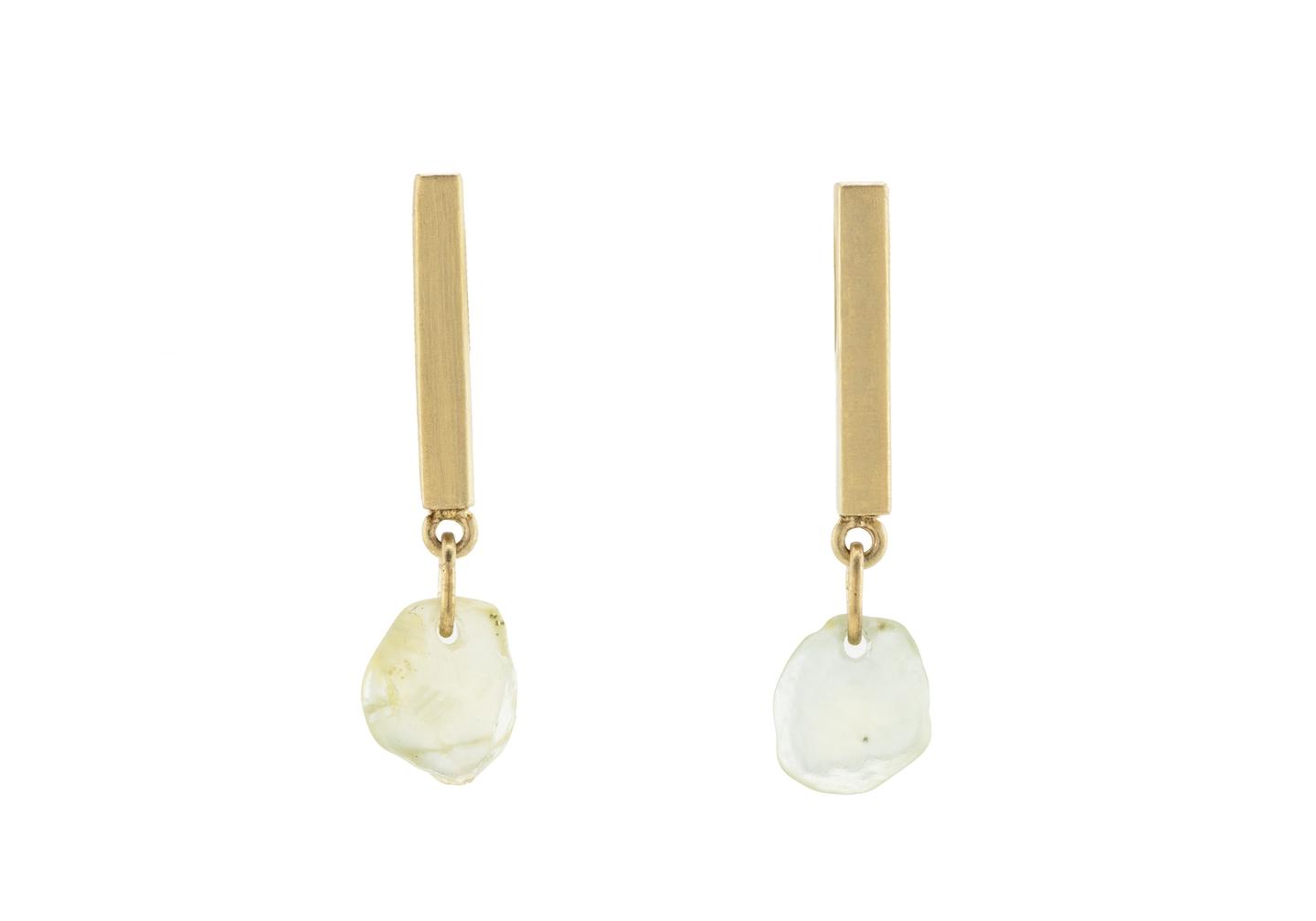 14K Tumbled Montana Sapphire Bar Earrings | Imperfectionist Collection
