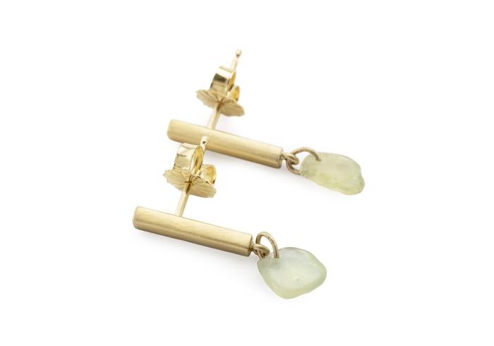 14K Tumbled Montana Sapphire Bar Earrings | Imperfectionist Collection