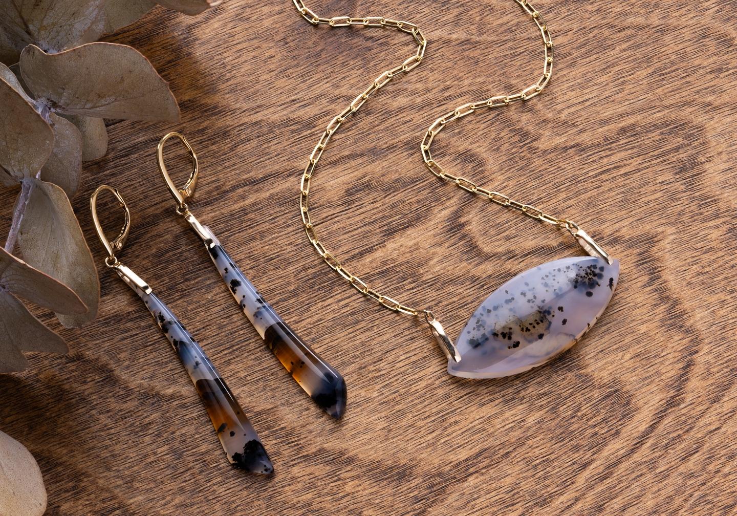 14K Montana Agate Drop Earrings