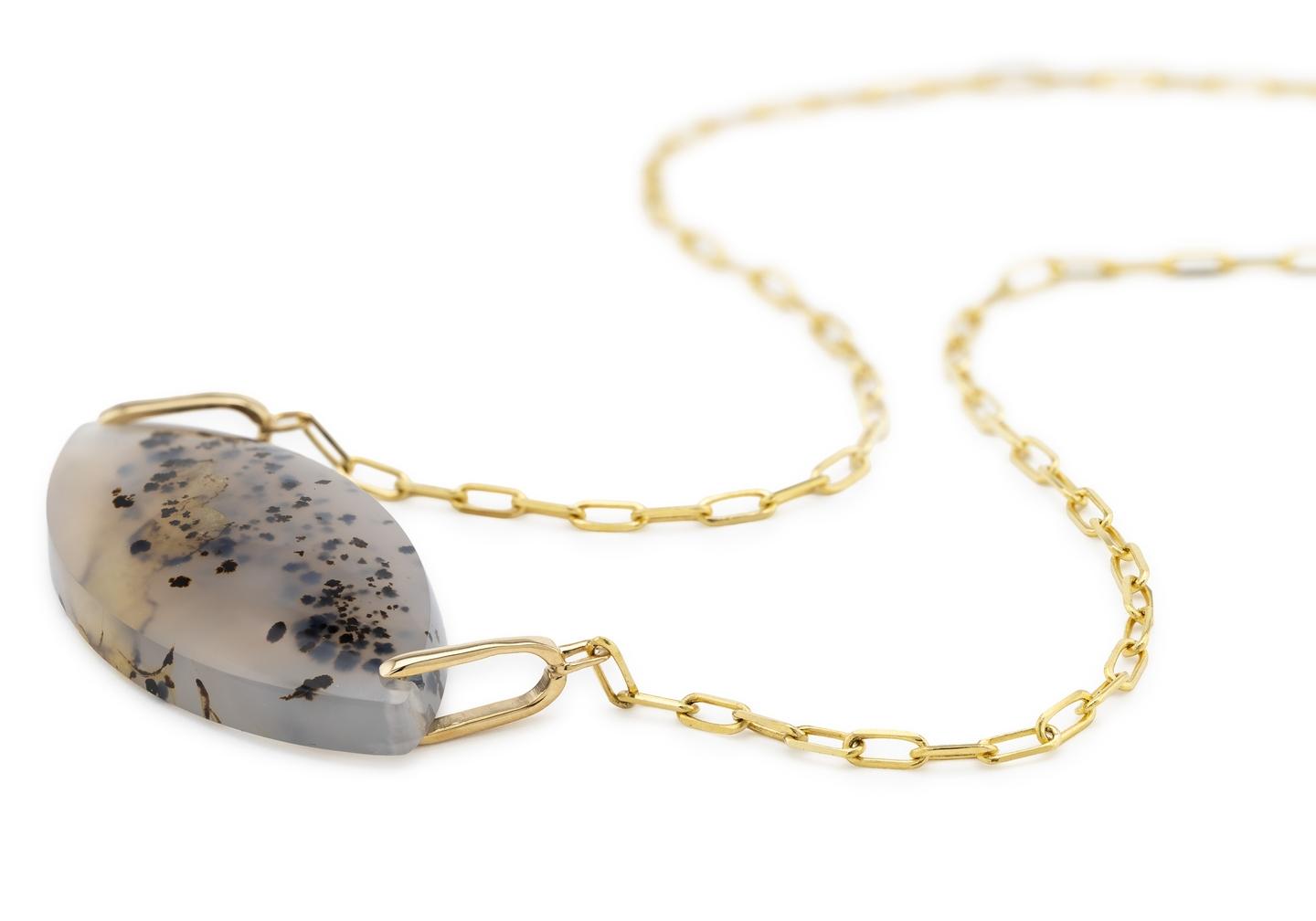 14K Montana Agate Marquise Necklace