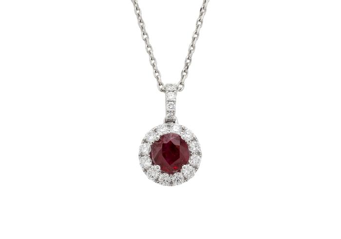 14K Ruby Diamond Pendant