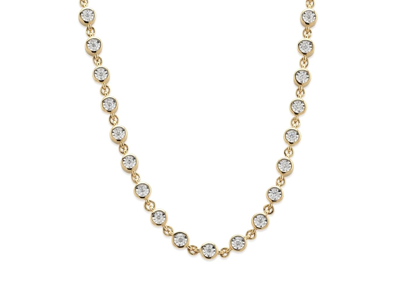 14K Bezel Set Diamond Tennis Necklace