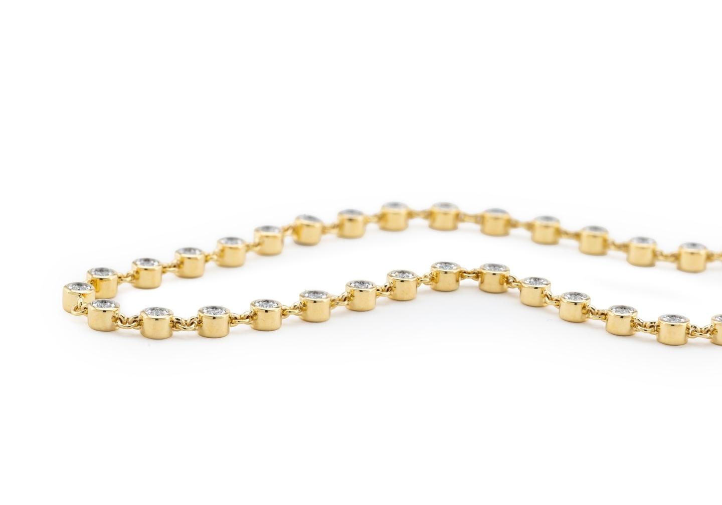 14K Bezel Set Diamond Tennis Necklace