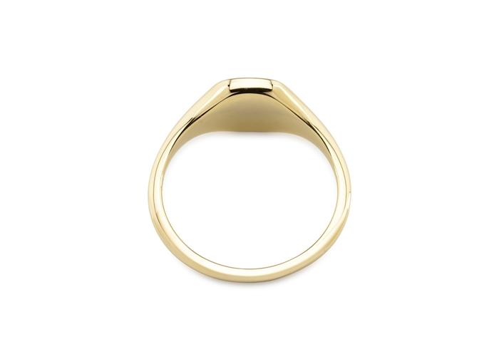 14K Rectangle Signet Ring with Diamond and Star Detail