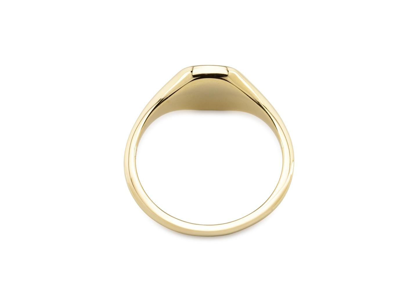 14K Rectangle Signet Ring with Diamond and Star Detail