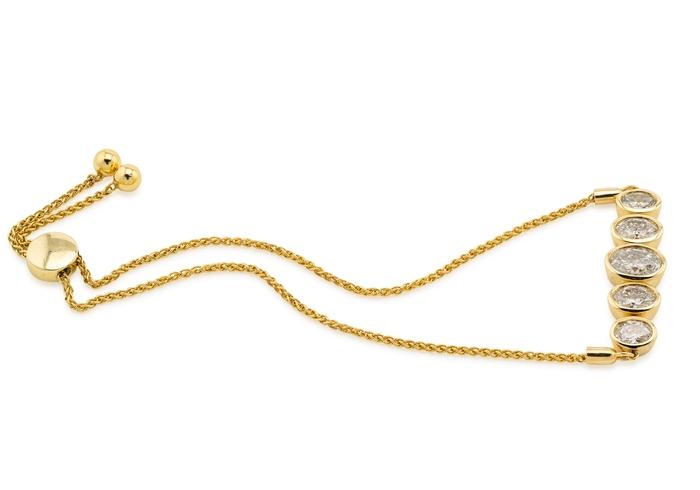 14K Bolo Bracelet with Lab Diamonds