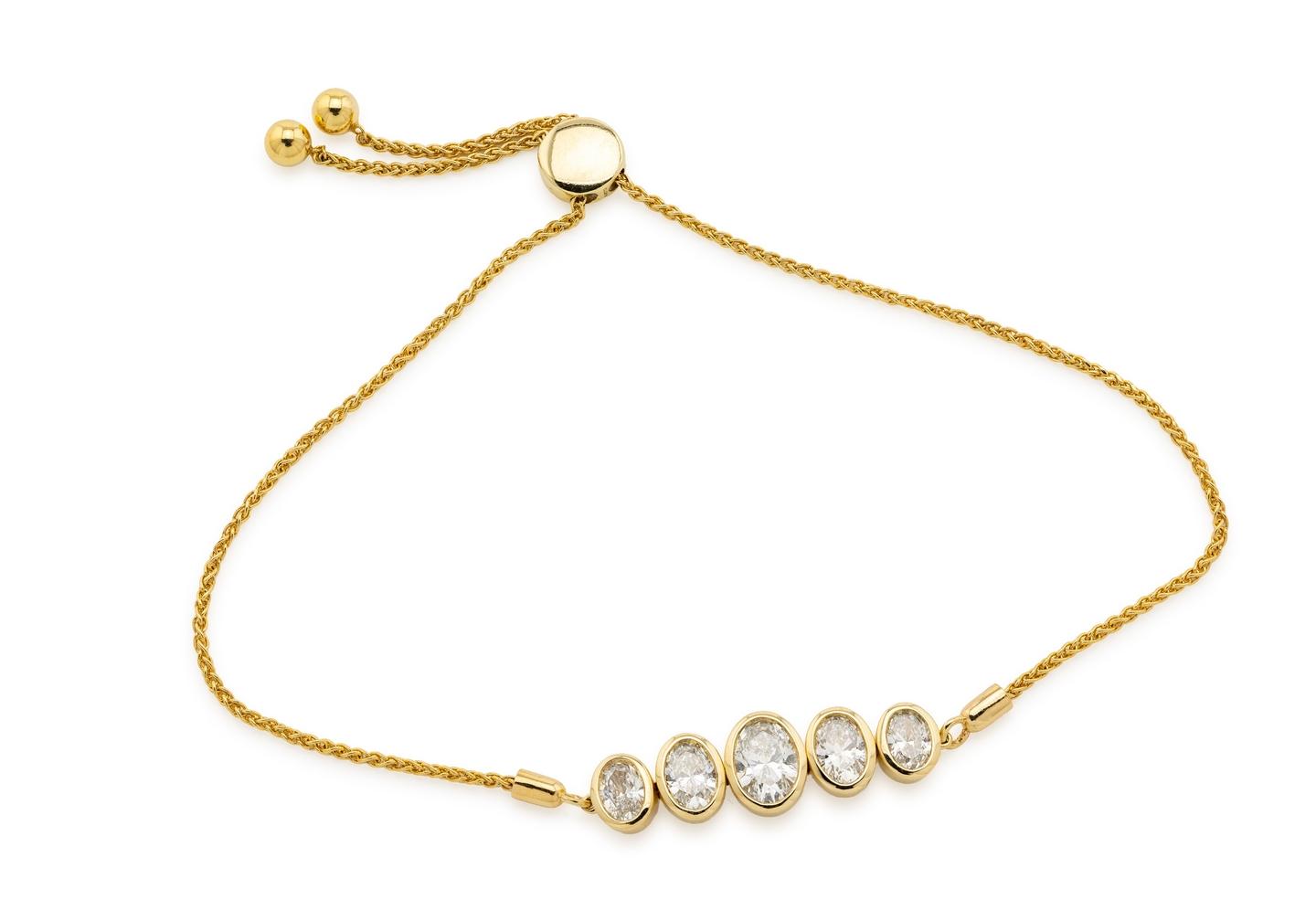 14K Bolo Bracelet with Lab Diamonds