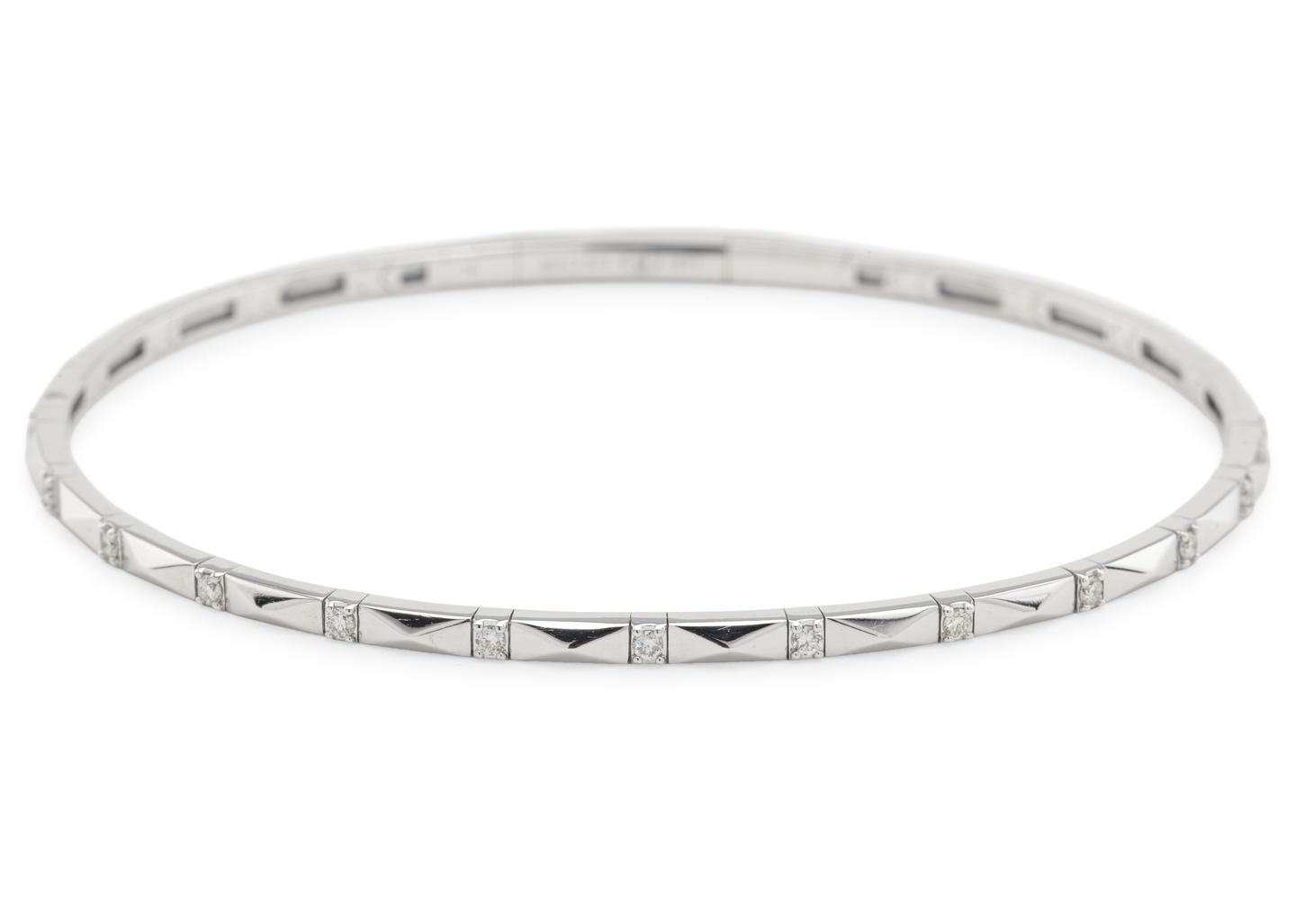 14K White Gold Flexi Diamond Faceted Bangle