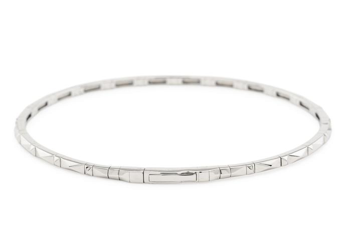 14K White Gold Flexi Diamond Faceted Bangle