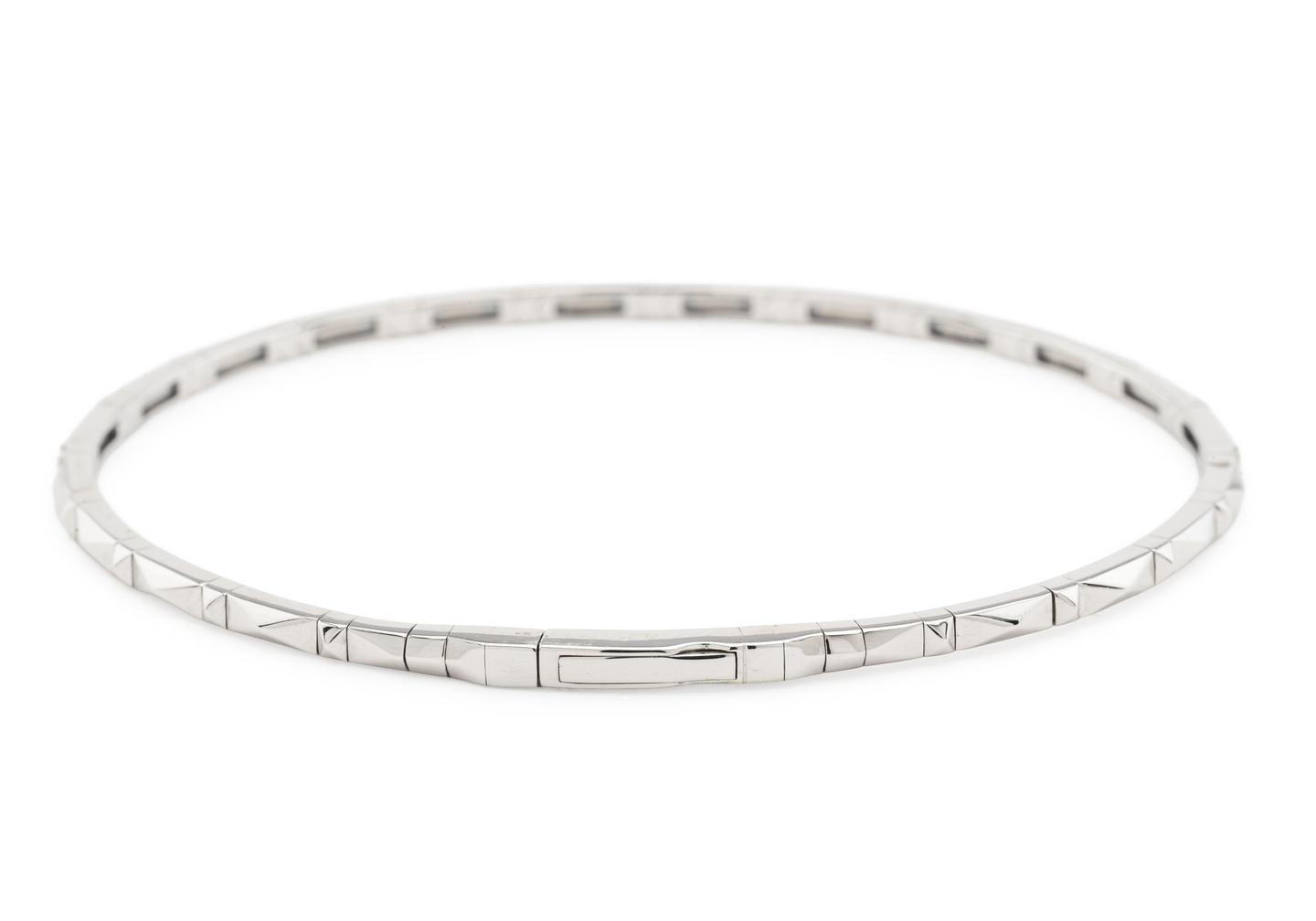 14K White Gold Flexi Diamond Faceted Bangle