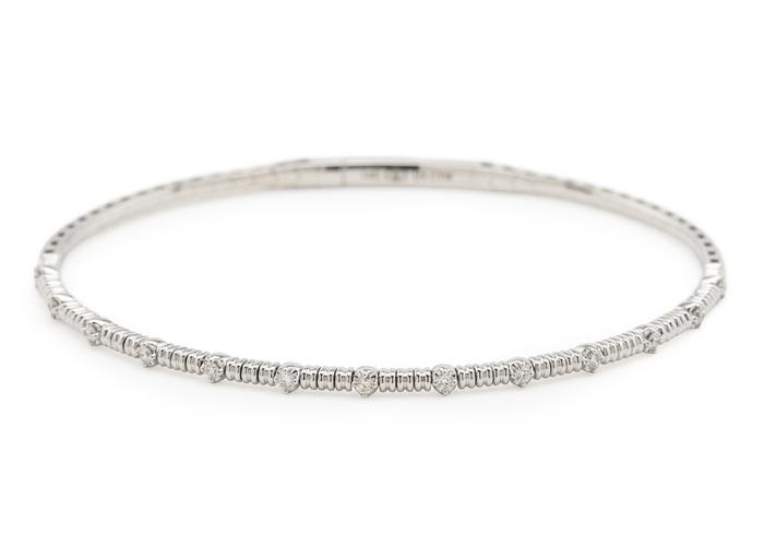 14K Textured Diamond Flexi Bangle