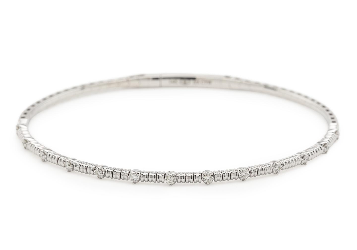 14K Textured Diamond Flexi Bangle
