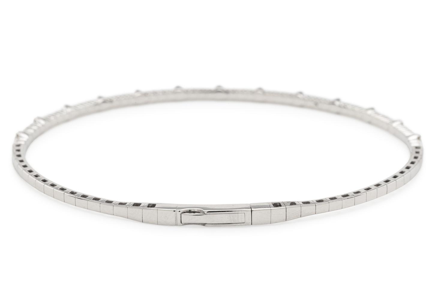14K Textured Diamond Flexi Bangle