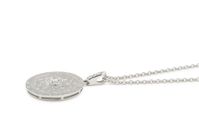 14K Diamond Studded Disc Pendant
