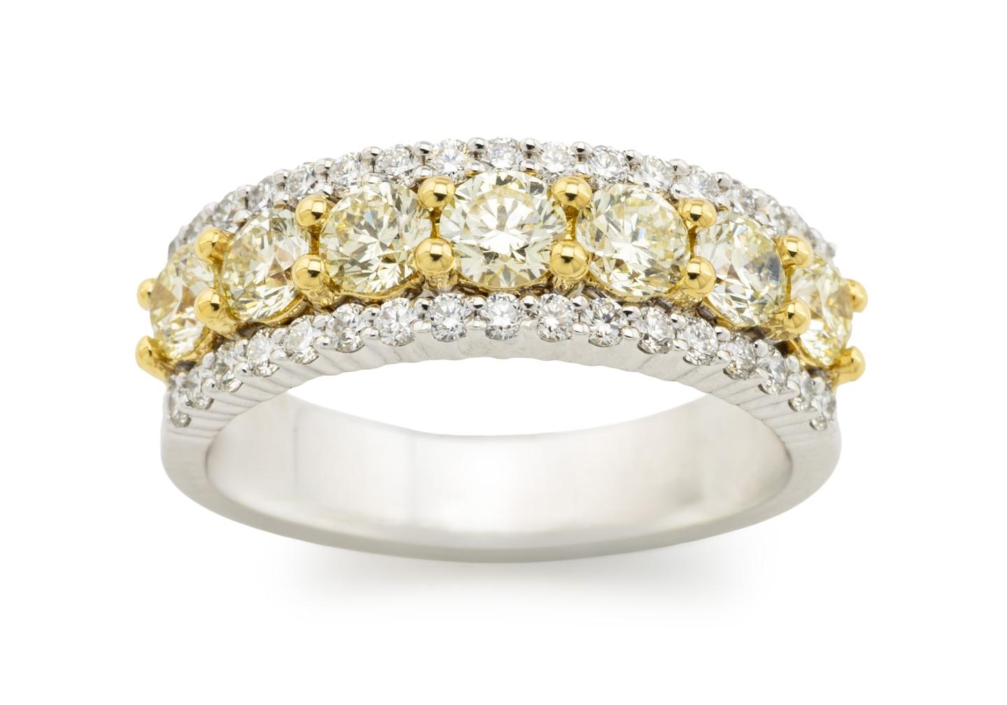 14K Yellow and White Diamond Two-Tone Band