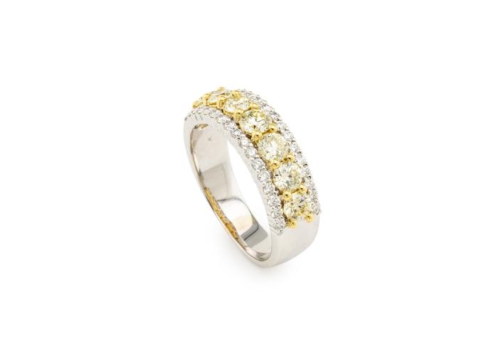 14K Yellow and White Diamond Two-Tone Band