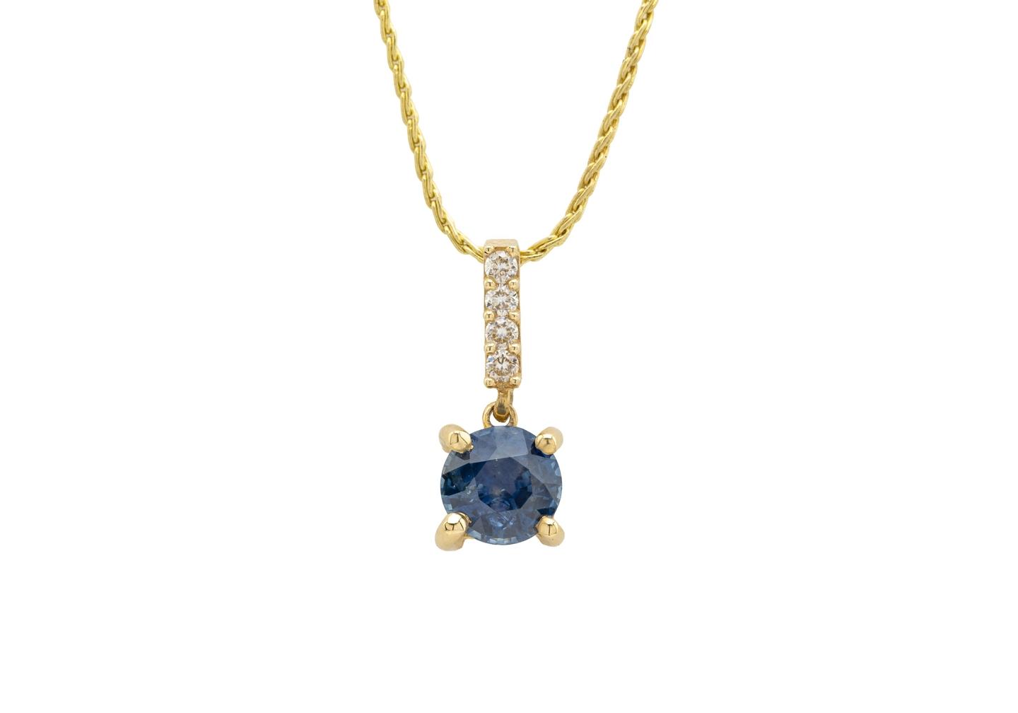 14K Montana Sapphire and Diamond Pendant