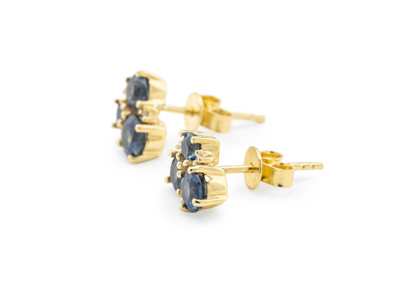 14K Montana Sapphire Cluster Studs