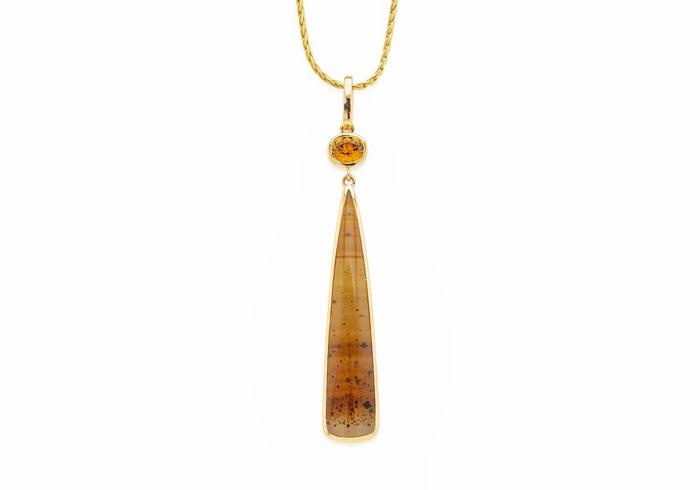 14K Montana Sapphire & Agate Drop Necklace