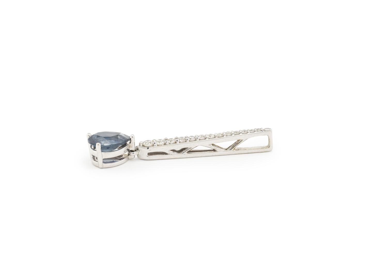 14K Montana Sapphire & Diamond Drop Pendant
