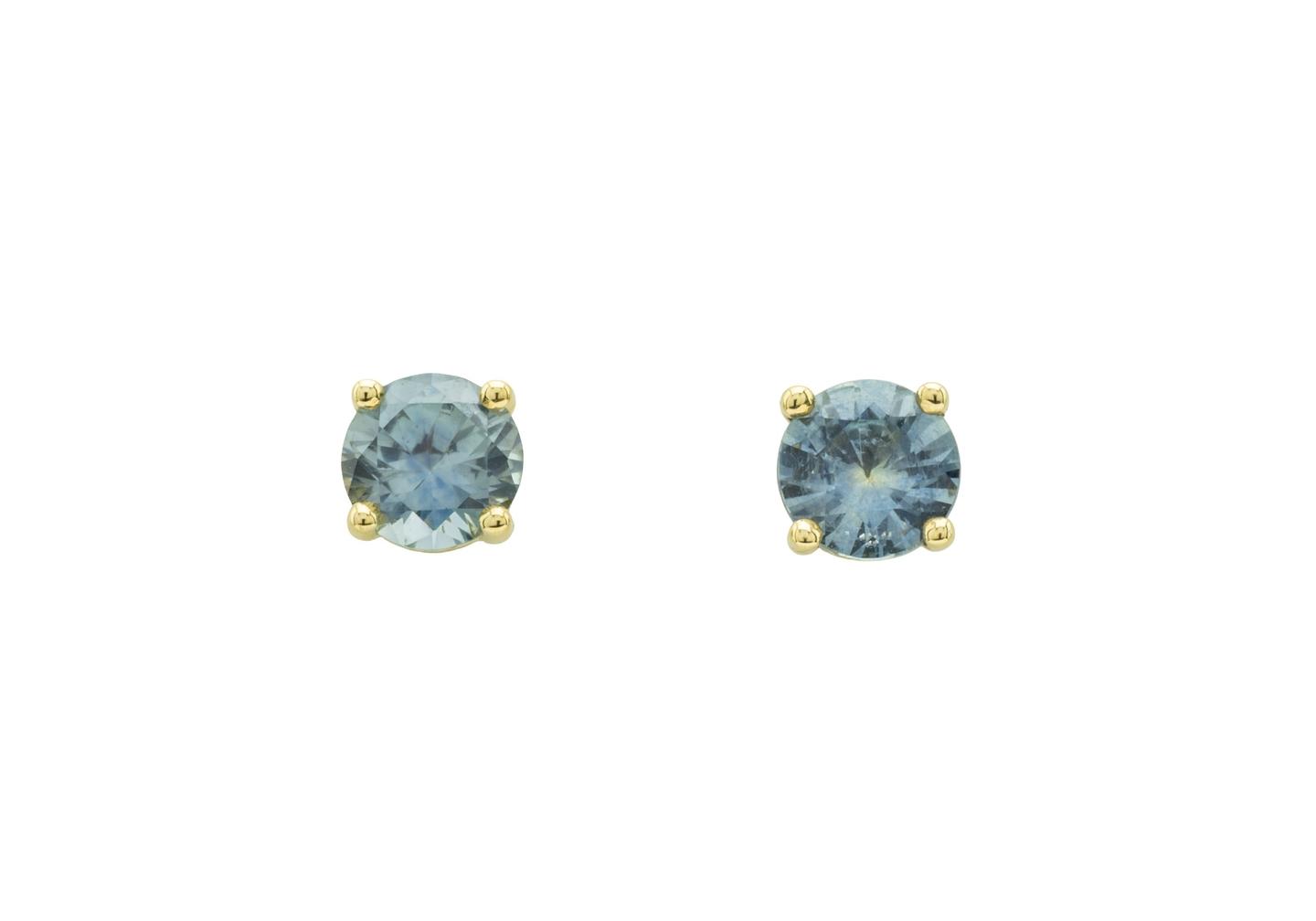 14K Montana Sapphire Solitaire Stud Earrings