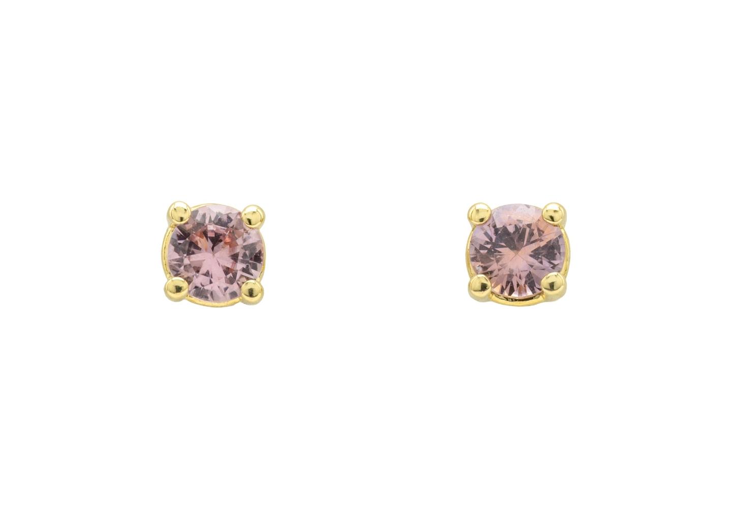 14K Pink Montana Sapphire Solitaire Stud Earrings