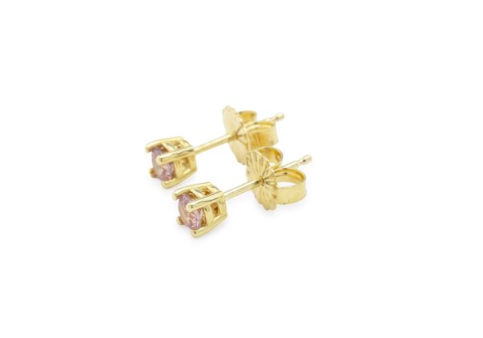 14K Pink Montana Sapphire Solitaire Stud Earrings