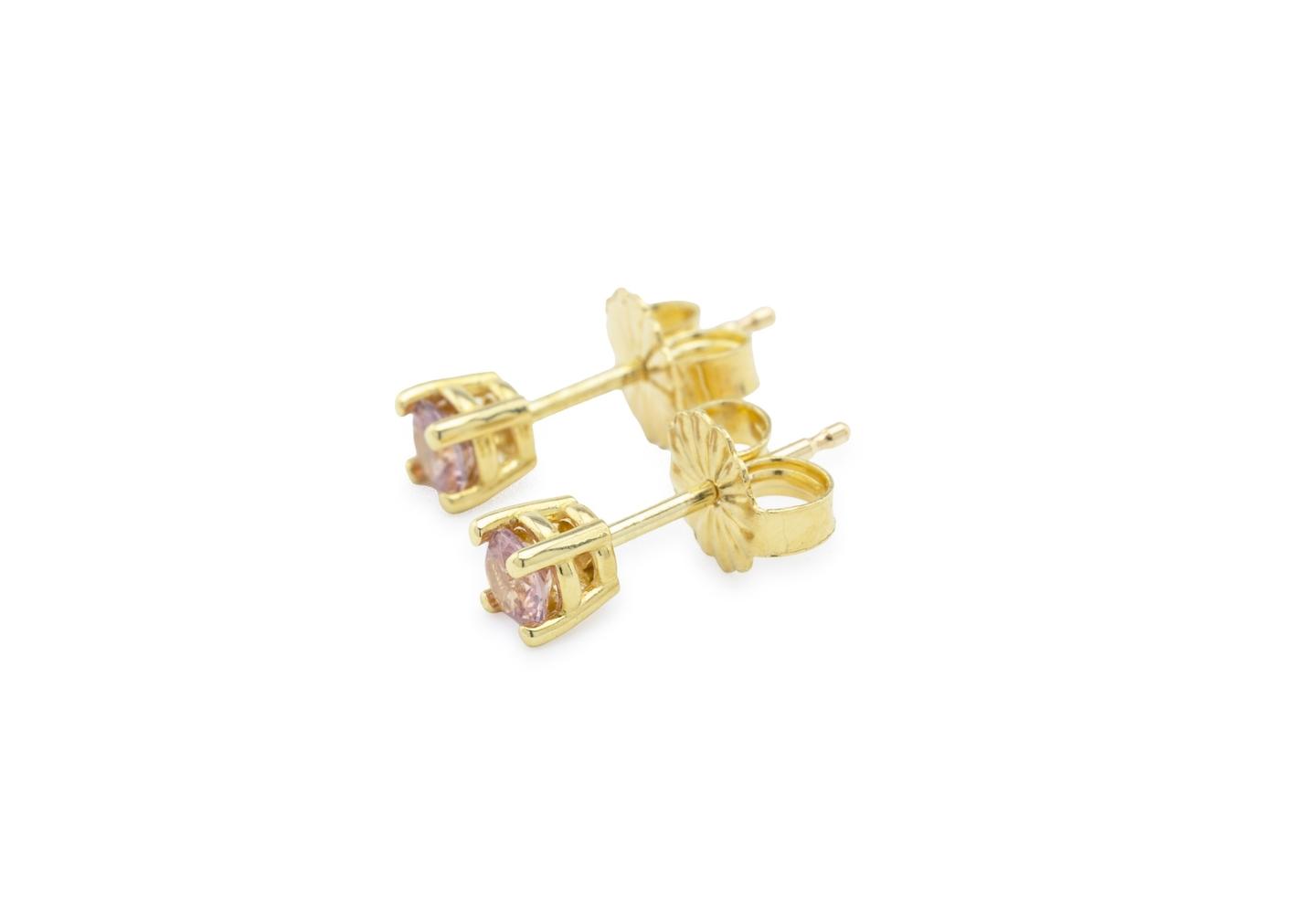 14K Pink Montana Sapphire Solitaire Stud Earrings