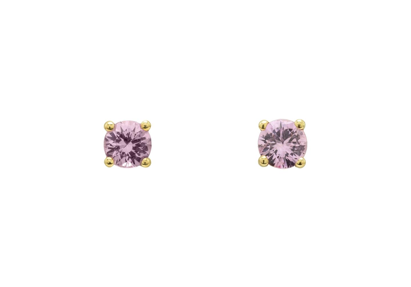 14K Pink Montana Sapphire Solitaire Stud Earrings