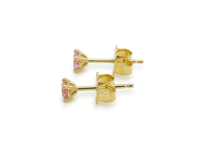 14K Pink Montana Sapphire Solitaire Stud Earrings