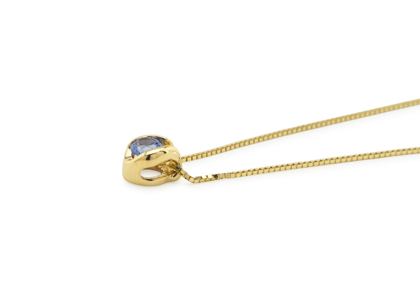14K Curve Bezel Yogo Sapphire Solitaire Pendant