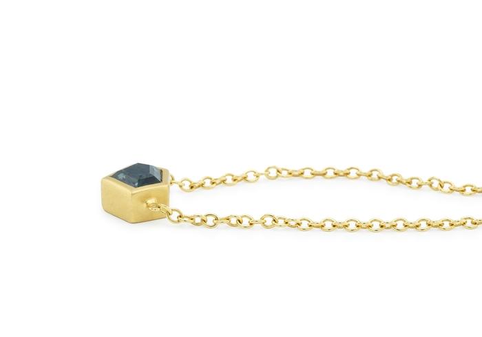 18K Shield Cut Montana Sapphire Pendant