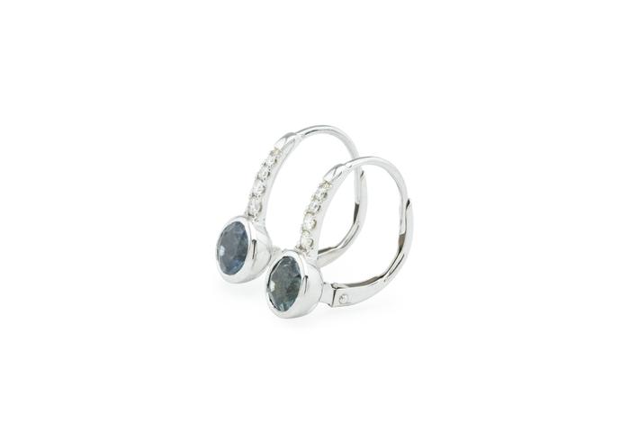 14K Montana Sapphire and Diamond Lever Back Earrings