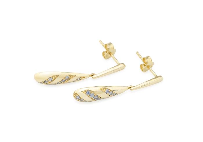 14K Yogo Sapphire Teardrop Dangle Earrings