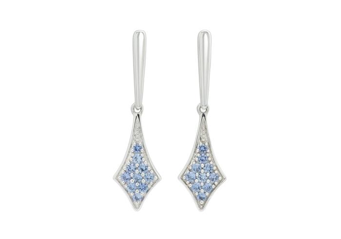 14K Yogo Sapphire Kite Shape Dangle Earrings